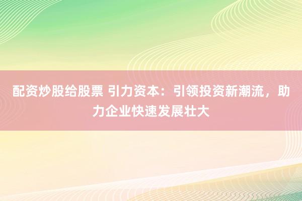 配资炒股给股票 引力资本：引领投资新潮流，助力企业快速发展壮大
