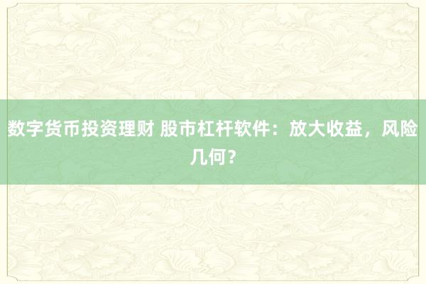 数字货币投资理财 股市杠杆软件：放大收益，风险几何？