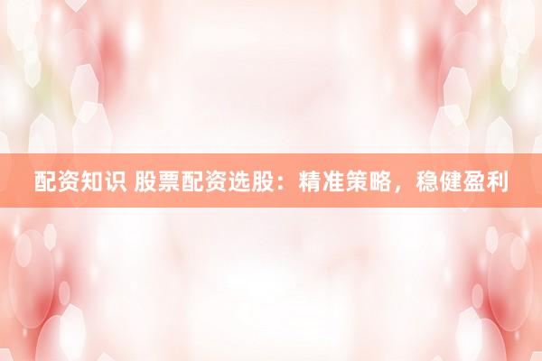 配资知识 股票配资选股：精准策略，稳健盈利