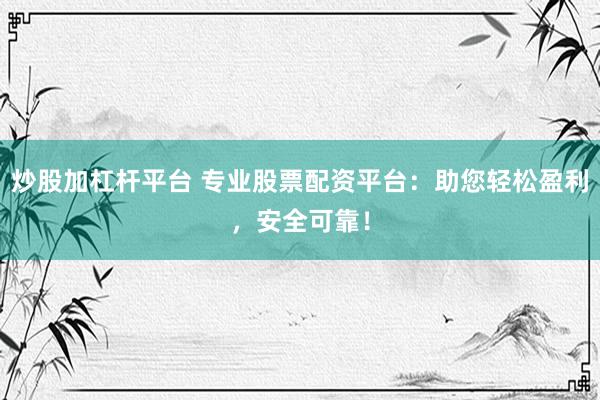炒股加杠杆平台 专业股票配资平台：助您轻松盈利，安全可靠！