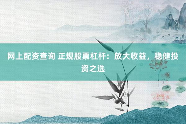 网上配资查询 正规股票杠杆：放大收益，稳健投资之选