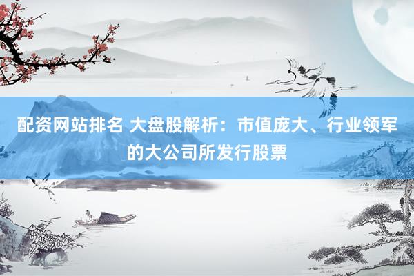 配资网站排名 大盘股解析：市值庞大、行业领军的大公司所发行股票