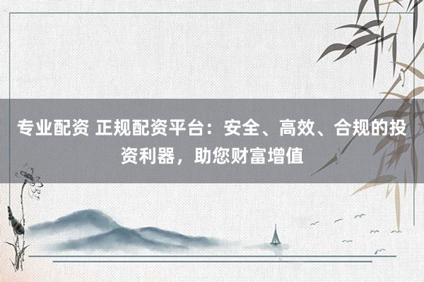 专业配资 正规配资平台：安全、高效、合规的投资利器，助您财富增值