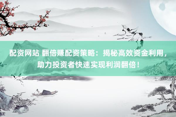 配资网站 翻倍赚配资策略：揭秘高效资金利用，助力投资者快速实现利润翻倍！