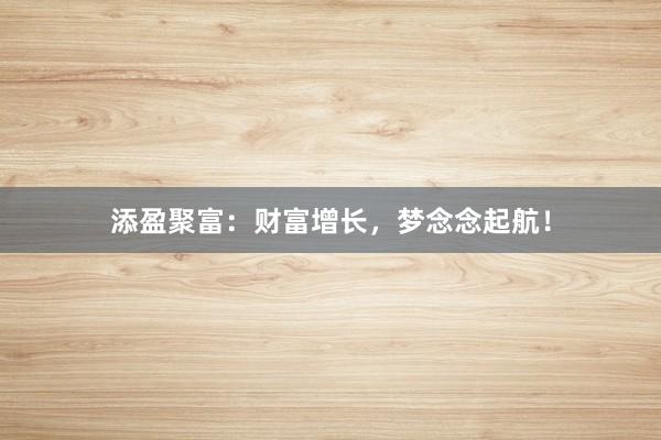 添盈聚富:财富增长,梦念念起航!