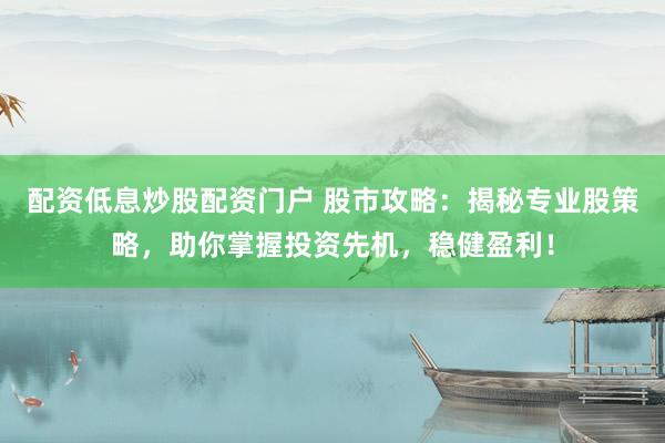 配资低息炒股配资门户 股市攻略:揭秘专业股策略,助你掌握投资先机,稳健盈利!