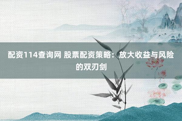 配资114查询网 股票配资策略：放大收益与风险的双刃剑