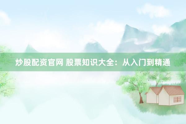 炒股配资官网 股票知识大全：从入门到精通