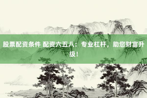 股票配资条件 配资六五八：专业杠杆，助您财富升级！