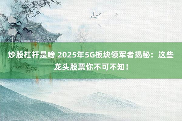 炒股杠杆是啥 2025年5G板块领军者揭秘：这些龙头股票你不可不知！